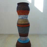 2010 Stacking Laundry. Willow, cardboard, straw, card, baler twine, fruit nets, plastic tubing. 138 x 50cm