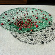 2008 Cherry Basket. Wire and wooden beads. 44 x 11cm